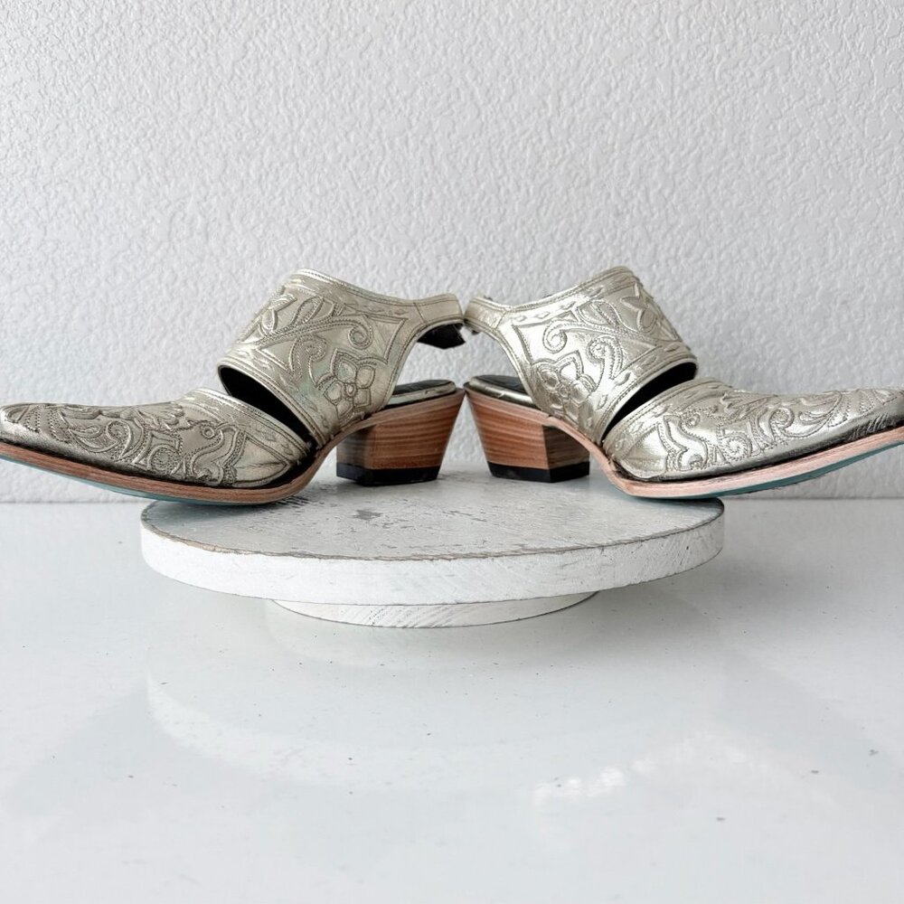 Lane Robin Slingback Mule Gold Cowboy Boots Womens Cowgirl Western Ankle Sz 8.5 - Picture 9 of 13